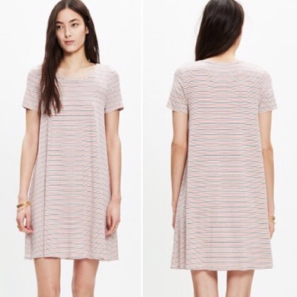 🦋 MADEWELL Swingy Tee Shirt Dress Sacramento Stripe Size Small